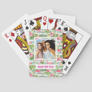 Jouw naam toevoegen   Flamingos en Stripes Pokerkaarten