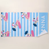 Jouw naam toevoegen | Flamingzwembad Strandlaken (Voorkant)