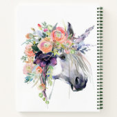 Jouw naam toevoegen | Floral-drukte Unicorn Notitieboek (Achterkant)