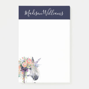 Jouw naam toevoegen   Floral-drukte Unicorn Post-it® Notes