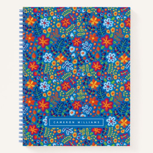 Jouw naam toevoegen | Floral Embroidery Pattern Notitieboek (Voorkant)