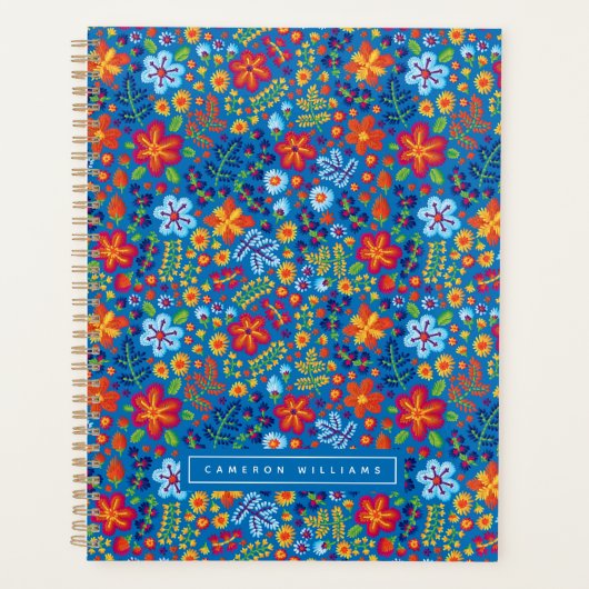 Jouw naam toevoegen | Floral Embroidery Pattern Planner (Voorkant)