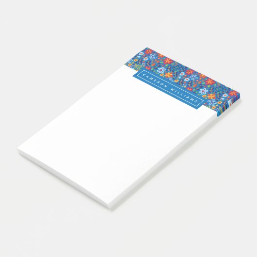 Jouw naam toevoegen | Floral Embroidery Pattern Post-it® Notes (Schuin)