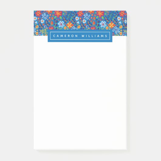 Jouw naam toevoegen | Floral Embroidery Pattern Post-it® Notes (Voorkant)