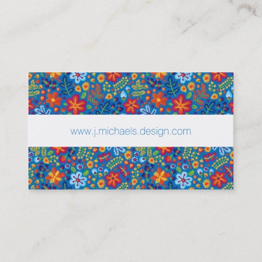 Jouw naam toevoegen | Floral Embroidery Pattern Visitekaartje (Achterkant)