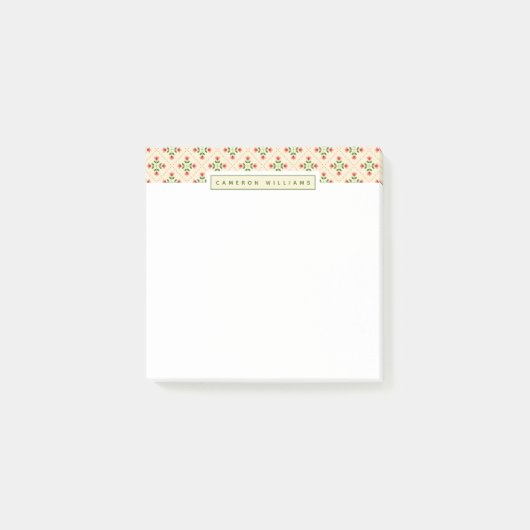 Jouw naam toevoegen | Floral Pink & Green Quilt Fo Post-it® Notes (Voorkant)
