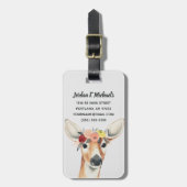 Jouw naam toevoegen | Flower Crown Forester Deer Bagagelabel (Voorkant verticaal)