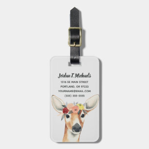 Jouw naam toevoegen   Flower Crown Forester Deer Bagagelabel
