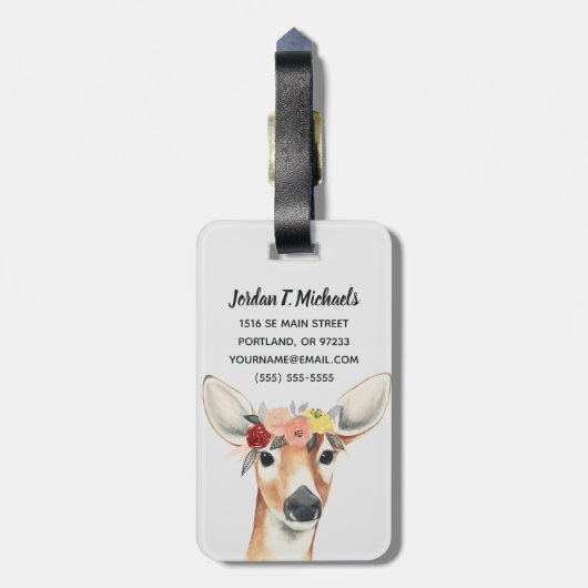 Jouw naam toevoegen | Flower Crown Forester Deer Bagagelabel (Achterkant verticaal)