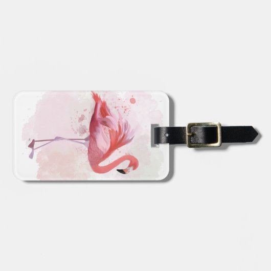 Jouw naam toevoegen | Fluffy Flamingo Bagagelabel (Voorkant horizontaal)