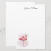 Jouw naam toevoegen | Fluffy Flamingo Briefpapier (Voorkant / Achterkant)