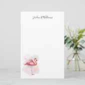 Jouw naam toevoegen | Fluffy Flamingo Briefpapier (Staand voorkant)