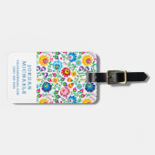 Jouw naam toevoegen | Folk Art Flower Pattern Bagagelabel (Voorkant horizontaal)