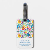 Jouw naam toevoegen | Folk Art Flower Pattern Bagagelabel (Achterkant verticaal)