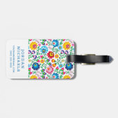 Jouw naam toevoegen | Folk Art Flower Pattern Bagagelabel (Achterkant horizontaal)