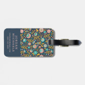 Jouw naam toevoegen | Folk Art Flower Pattern Bagagelabel (Achterkant horizontaal)