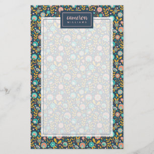 Jouw naam toevoegen Folk Art Flower Pattern Briefpapier