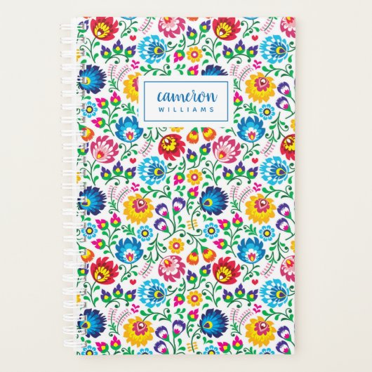 Jouw naam toevoegen | Folk Art Flower Pattern Planner (Voorkant)
