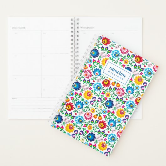Jouw naam toevoegen | Folk Art Flower Pattern Planner (Display)