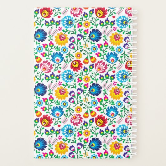 Jouw naam toevoegen | Folk Art Flower Pattern Planner (Achterkant)