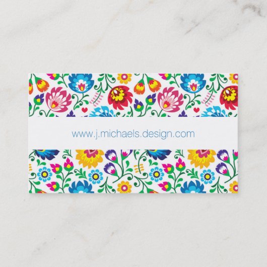 Jouw naam toevoegen | Folk Art Flower Pattern Visitekaartje (Achterkant)