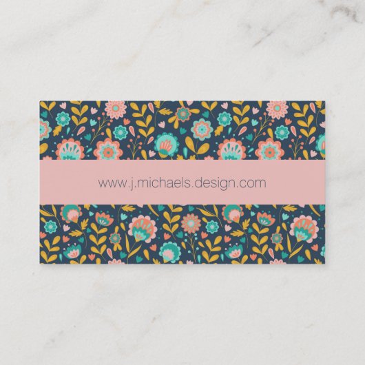 Jouw naam toevoegen | Folk Art Flower Pattern Visitekaartje (Achterkant)