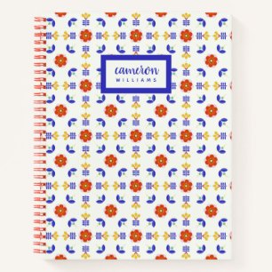 Jouw naam toevoegen   Folk Art Neon Flower Geometr Notitieboek