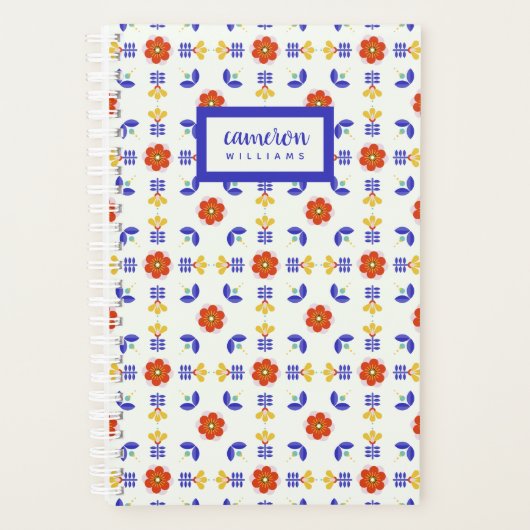 Jouw naam toevoegen | Folk Art Neon Flower Geometr Planner (Voorkant)