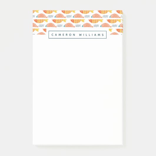 Jouw naam toevoegen | Folk Art Swimming Fish Patro Post-it® Notes (Voorkant)