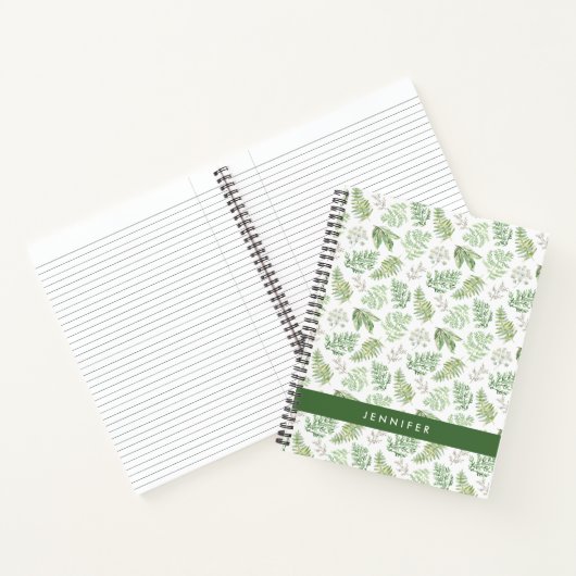 Jouw naam toevoegen | Forest Greenery Pattern Notitieboek (Binnen)