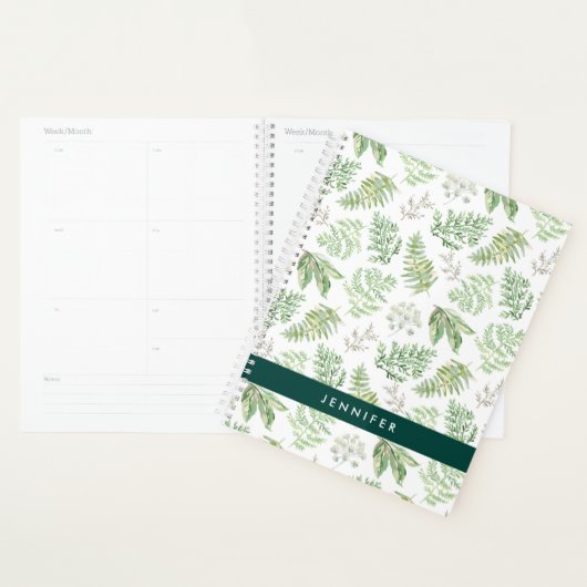 Jouw naam toevoegen | Forest Greenery Pattern Planner (Display)