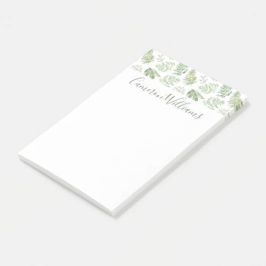 Jouw naam toevoegen | Forest Greenery Pattern Post-it® Notes (Schuin)