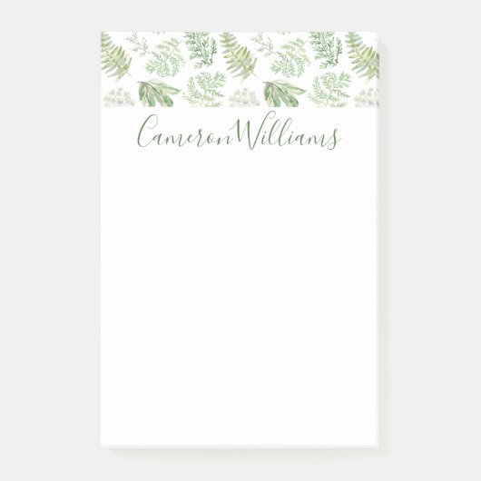 Jouw naam toevoegen | Forest Greenery Pattern Post-it® Notes (Voorkant)