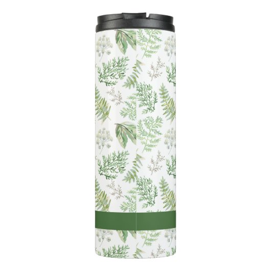 Jouw naam toevoegen | Forest Greenery Pattern Thermosbeker (Achterkant)