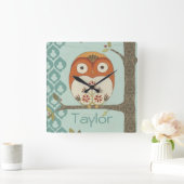 Jouw naam toevoegen | Forest Whimsy I Vierkante Klok (Huis)