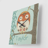 Jouw naam toevoegen | Forest Whimsy I Vierkante Klok (Hoek)