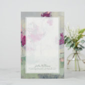 Jouw naam toevoegen | Fuchsia Treeline Briefpapier (Staand voorkant)