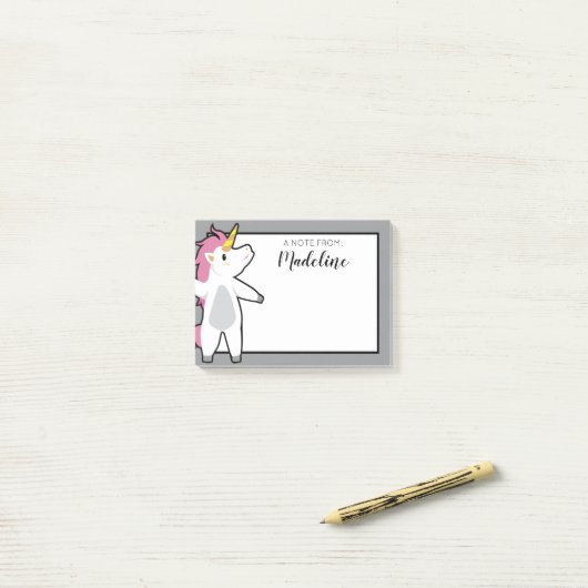 Jouw naam toevoegen | Fun Aerobic Unicorn Post-it® Notes (Op bureau)