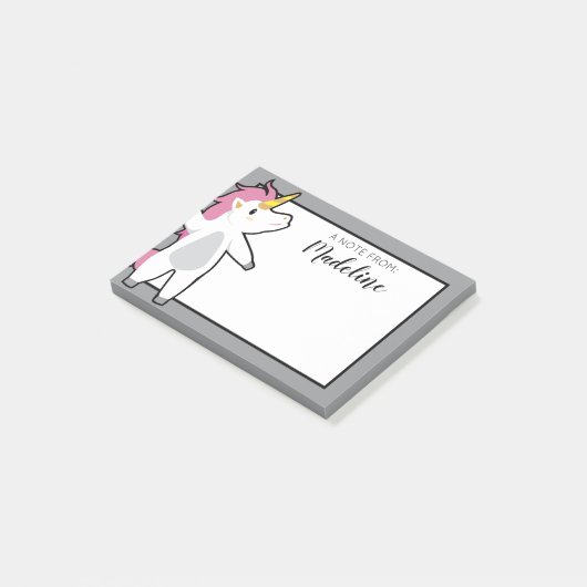 Jouw naam toevoegen | Fun Aerobic Unicorn Post-it® Notes (Schuin)