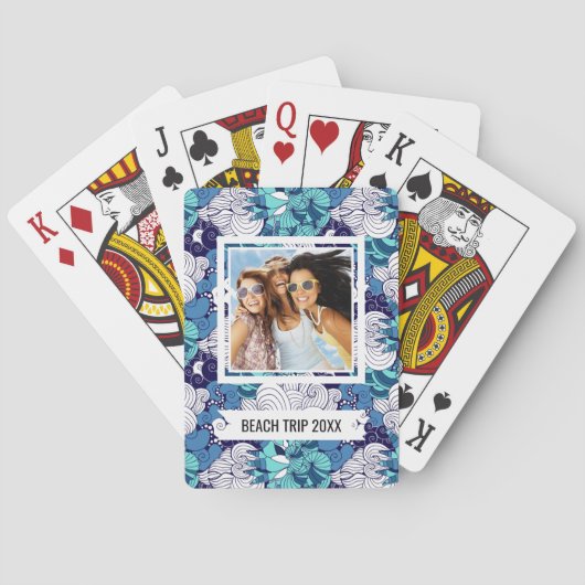 Jouw naam toevoegen | Funky Seashell Pattern Speelkaarten (Achterkant)