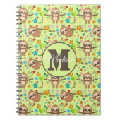 Jouw naam toevoegen | Funny Floral Sloth Pattern Notitieboek (Voorkant)