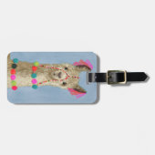 Jouw naam toevoegen | Geadorneerd Llama - Beige Bagagelabel (Voorkant horizontaal)