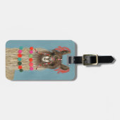 Jouw naam toevoegen | Geadorneerd Llama - bruin Bagagelabel (Voorkant horizontaal)