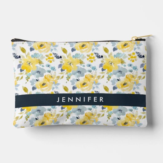 Jouw naam toevoegen | Geel en blauw Waterverf Etui (Achterkant)