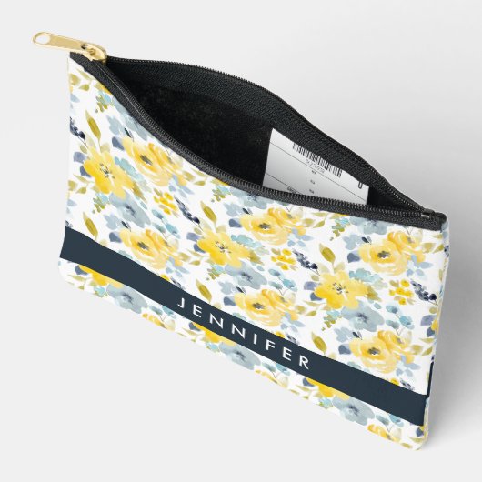 Jouw naam toevoegen | Geel en blauw Waterverf Etui (Open)