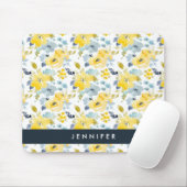 Jouw naam toevoegen | Geel en blauw Waterverf Muismat (Met muis)