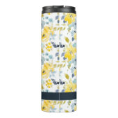Jouw naam toevoegen | Geel en blauw Waterverf Thermosbeker (Achterkant)