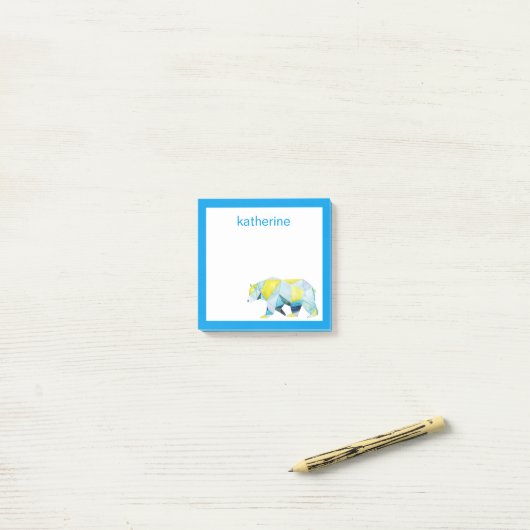 Jouw naam toevoegen | Geometrisch Beer Post-it® Notes (Op bureau)