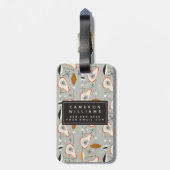 Jouw naam toevoegen | Geometrisch Blauwgroen en bl Bagagelabel (Achterkant verticaal)