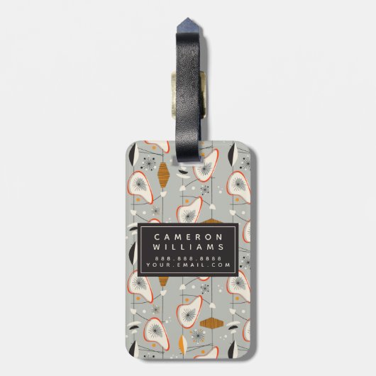 Jouw naam toevoegen | Geometrisch Blauwgroen en bl Bagagelabel (Achterkant verticaal)